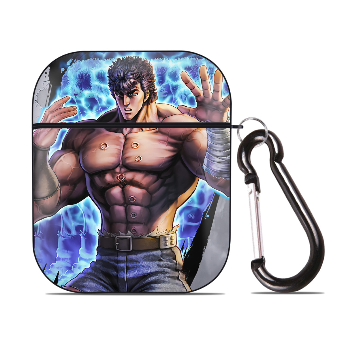 （画像用） 北斗の拳 Fist of the North Star AirPods 第2世代保護ケース ハードシェル ブラック 耐衝撃・防指紋・カラビナ付き
