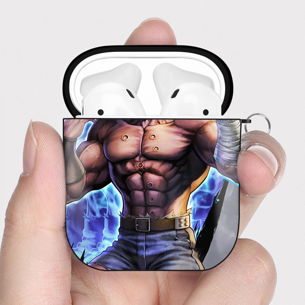 （画像用） 北斗の拳 Fist of the North Star AirPods 第2世代保護ケース ハードシェル ブラック 耐衝撃・防指紋・カラビナ付き