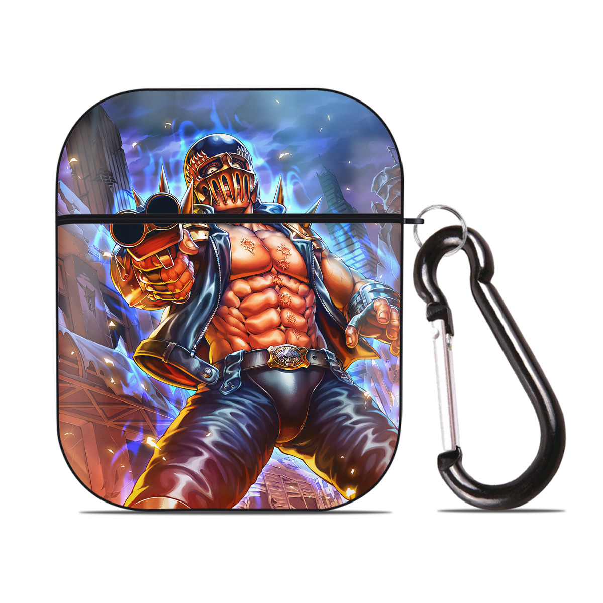 （画像用） 北斗の拳 Fist of the North Star AirPods 第2世代保護ケース ハードシェル ブラック 耐衝撃・防指紋・カラビナ付き