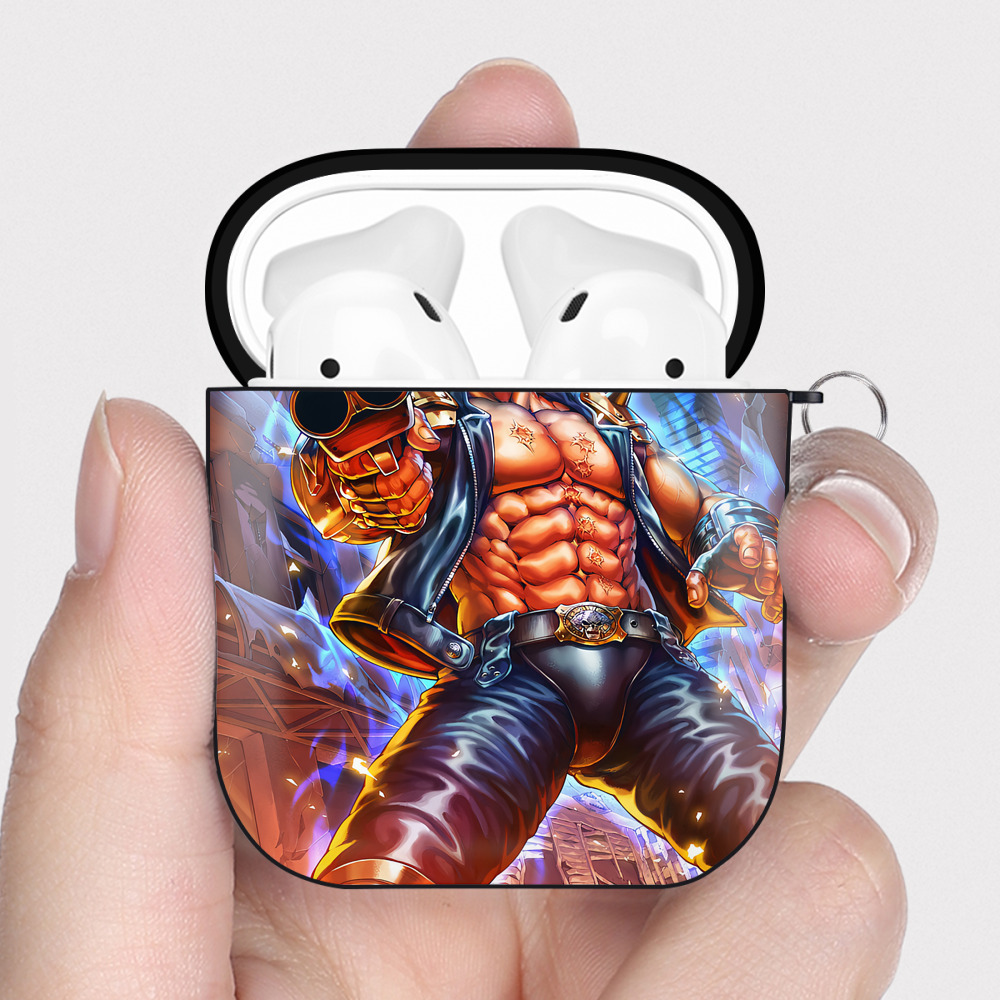 （画像用） 北斗の拳 Fist of the North Star AirPods 第2世代保護ケース ハードシェル ブラック 耐衝撃・防指紋・カラビナ付き