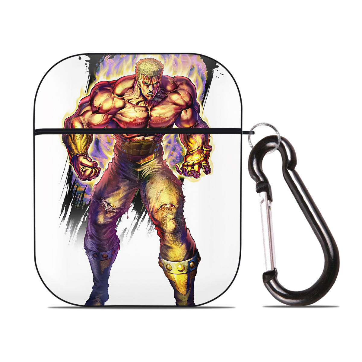 （画像用） 北斗の拳 Fist of the North Star AirPods 第2世代保護ケース ハードシェル ブラック 耐衝撃・防指紋・カラビナ付き