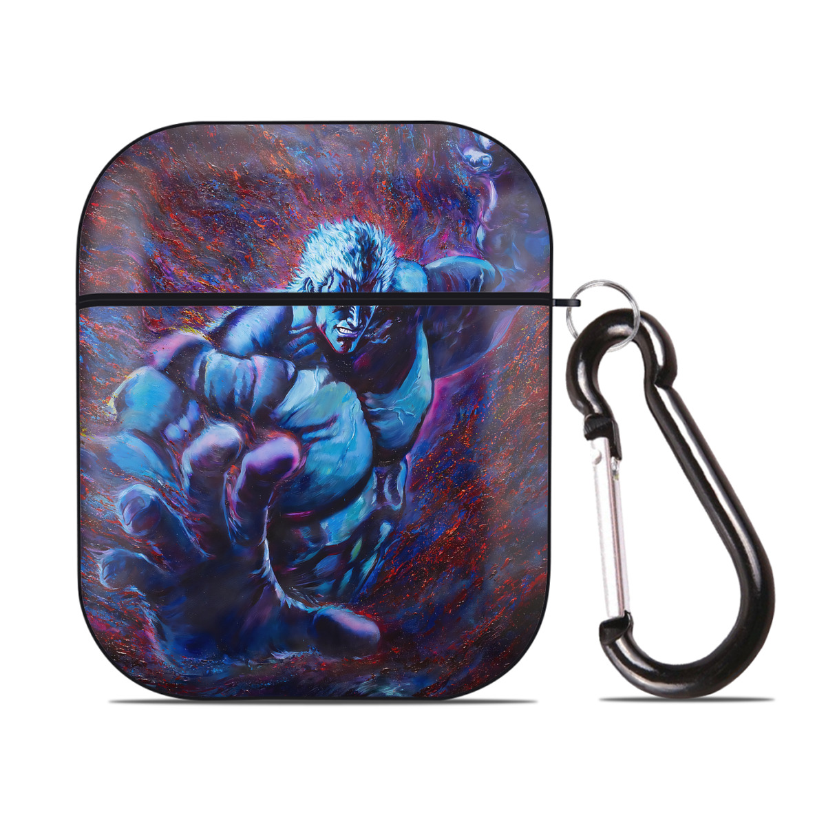 （画像用） 北斗の拳 Fist of the North Star AirPods 第2世代保護ケース ハードシェル ブラック 耐衝撃・防指紋・カラビナ付き