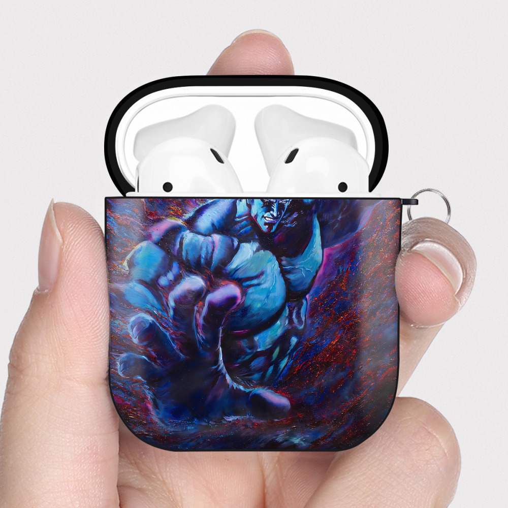 （画像用） 北斗の拳 Fist of the North Star AirPods 第2世代保護ケース ハードシェル ブラック 耐衝撃・防指紋・カラビナ付き