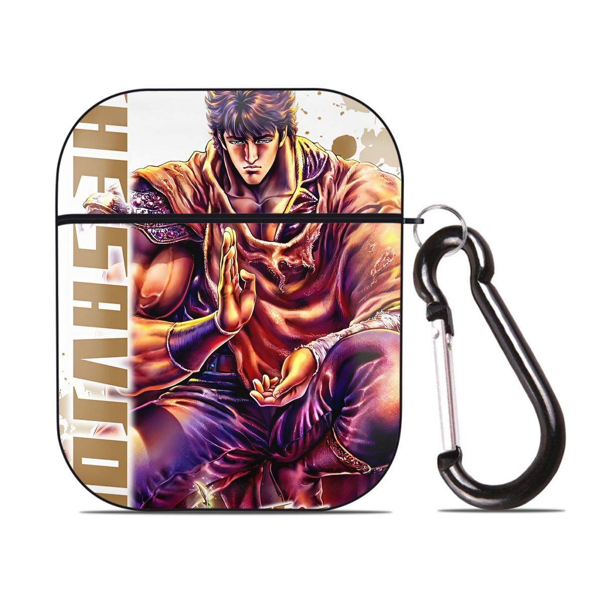 （画像用） 北斗の拳 Fist of the North Star AirPods 第2世代保護ケース ハードシェル ブラック 耐衝撃・防指紋・カラビナ付き