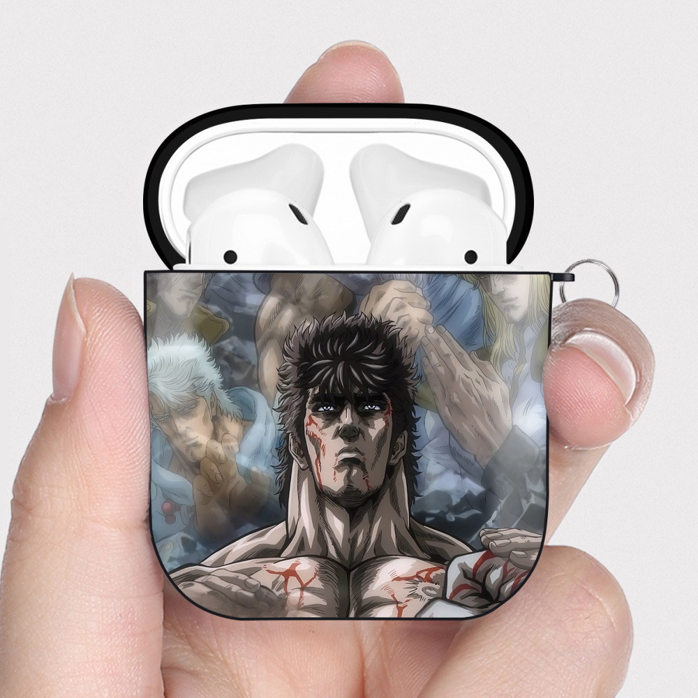 （画像用） 北斗の拳 Fist of the North Star AirPods 第2世代保護ケース ハードシェル ブラック 耐衝撃・防指紋・カラビナ付き