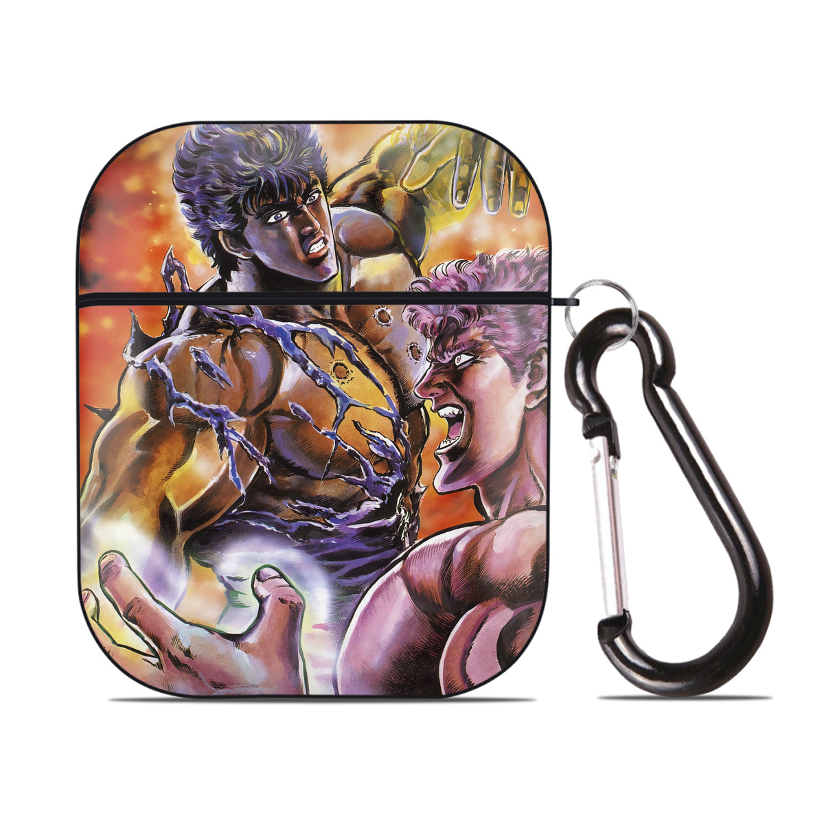 （画像用） 北斗の拳 Fist of the North Star AirPods 第2世代保護ケース ハードシェル ブラック 耐衝撃・防指紋・カラビナ付き
