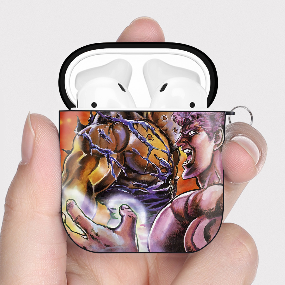 （画像用） 北斗の拳 Fist of the North Star AirPods 第2世代保護ケース ハードシェル ブラック 耐衝撃・防指紋・カラビナ付き