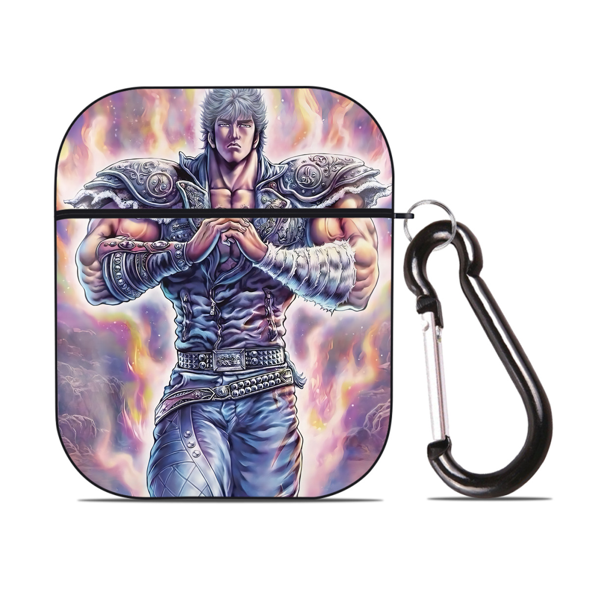 （画像用） 北斗の拳 Fist of the North Star AirPods 第2世代保護ケース ハードシェル ブラック 耐衝撃・防指紋・カラビナ付き