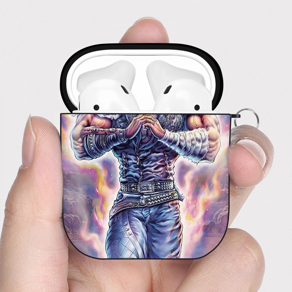 （画像用） 北斗の拳 Fist of the North Star AirPods 第2世代保護ケース ハードシェル ブラック 耐衝撃・防指紋・カラビナ付き