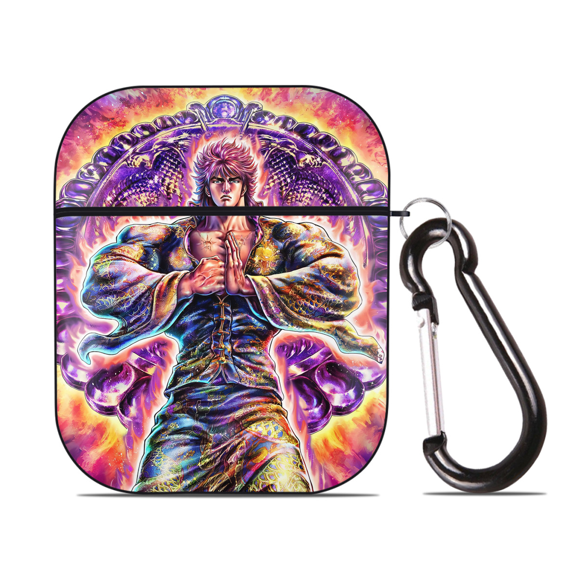 （画像用） 北斗の拳 Fist of the North Star AirPods 第2世代保護ケース ハードシェル ブラック 耐衝撃・防指紋・カラビナ付き