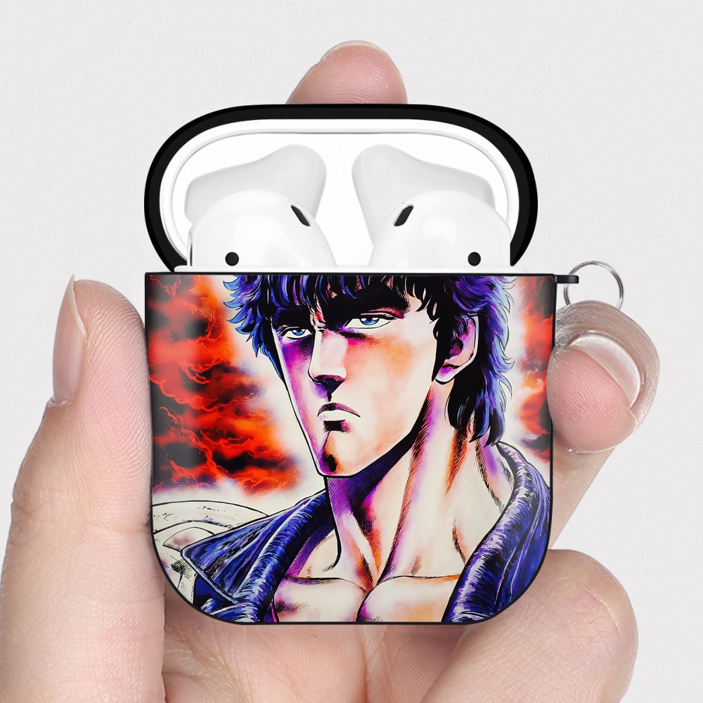（画像用） 北斗の拳 Fist of the North Star AirPods 第2世代保護ケース ハードシェル ブラック 耐衝撃・防指紋・カラビナ付き