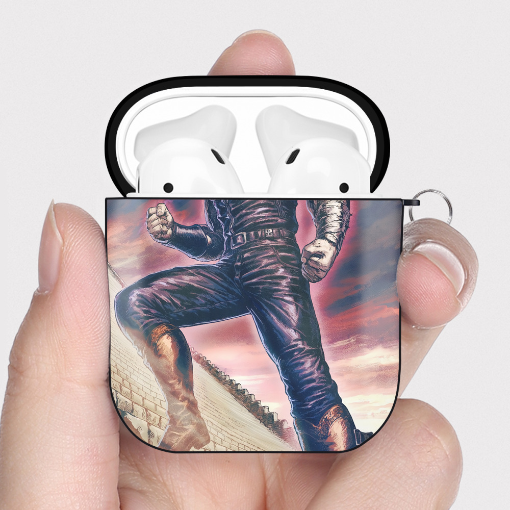 （画像用） 北斗の拳 Fist of the North Star AirPods 第2世代保護ケース ハードシェル ブラック 耐衝撃・防指紋・カラビナ付き