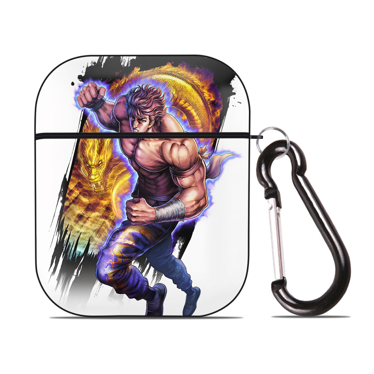 （画像用） 北斗の拳 Fist of the North Star AirPods 第2世代保護ケース ハードシェル ブラック 耐衝撃・防指紋・カラビナ付き