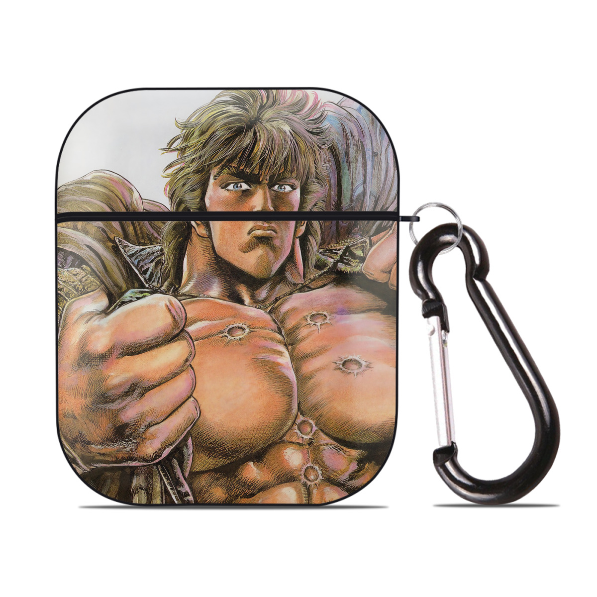 （画像用） 北斗の拳 Fist of the North Star AirPods 第2世代保護ケース ハードシェル ブラック 耐衝撃・防指紋・カラビナ付き