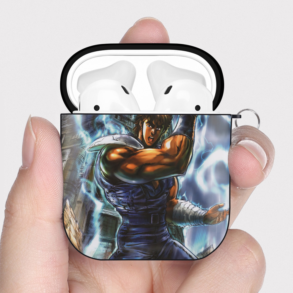 （画像用） 北斗の拳 Fist of the North Star AirPods 第2世代保護ケース ハードシェル ブラック 耐衝撃・防指紋・カラビナ付き