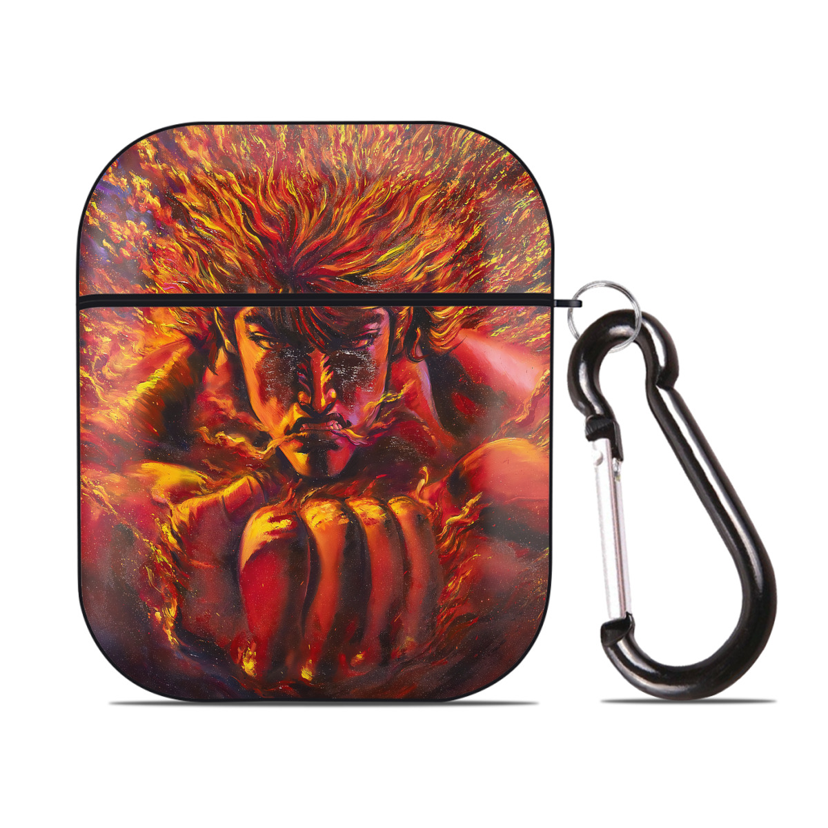 （画像用） 北斗の拳 Fist of the North Star AirPods 第2世代保護ケース ハードシェル ブラック 耐衝撃・防指紋・カラビナ付き