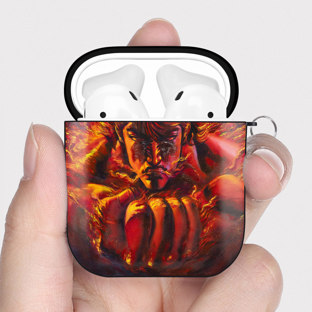 （画像用） 北斗の拳 Fist of the North Star AirPods 第2世代保護ケース ハードシェル ブラック 耐衝撃・防指紋・カラビナ付き