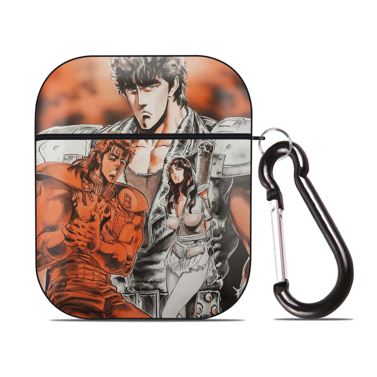 （画像用） 北斗の拳 Fist of the North Star AirPods 第2世代保護ケース ハードシェル ブラック 耐衝撃・防指紋・カラビナ付き