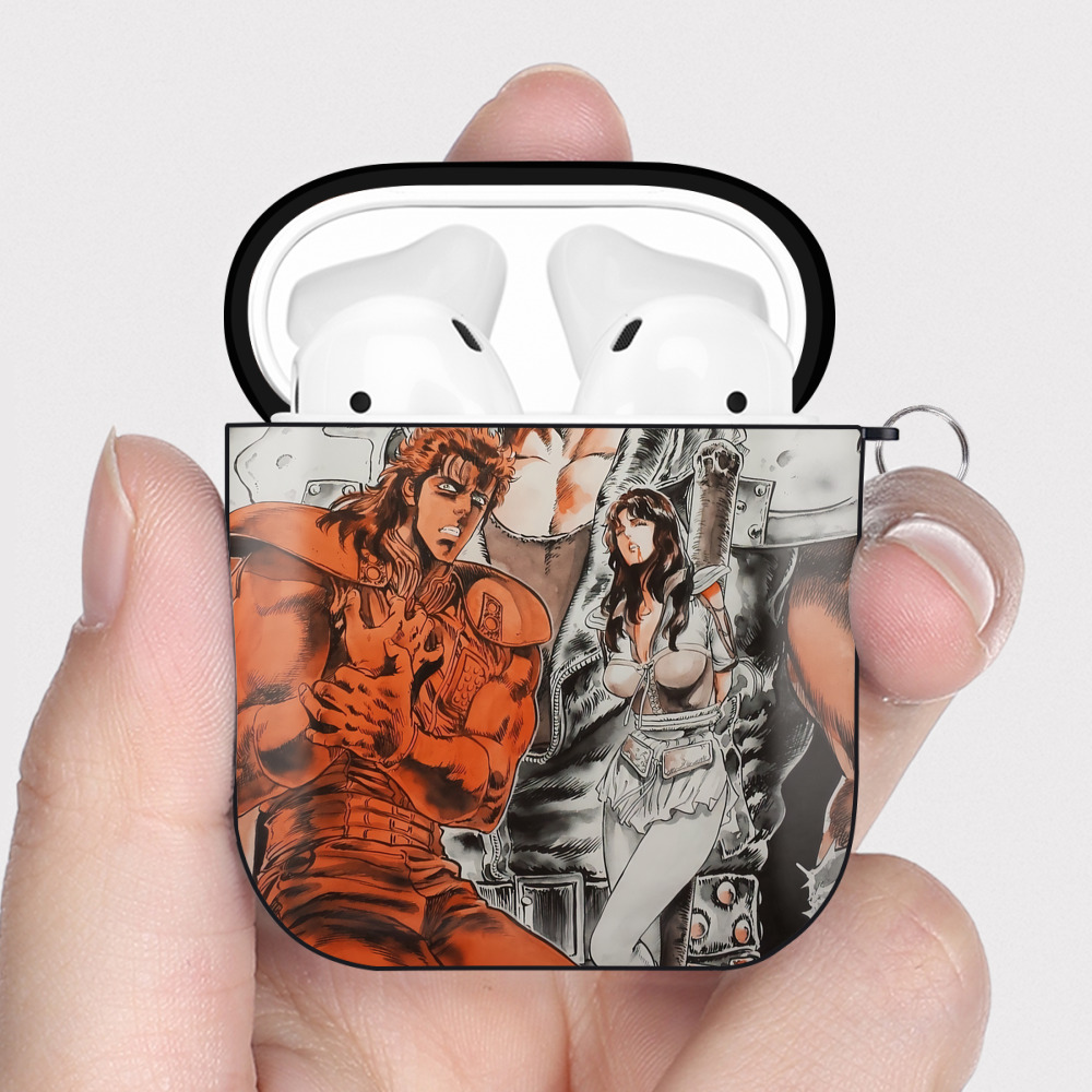 （画像用） 北斗の拳 Fist of the North Star AirPods 第2世代保護ケース ハードシェル ブラック 耐衝撃・防指紋・カラビナ付き