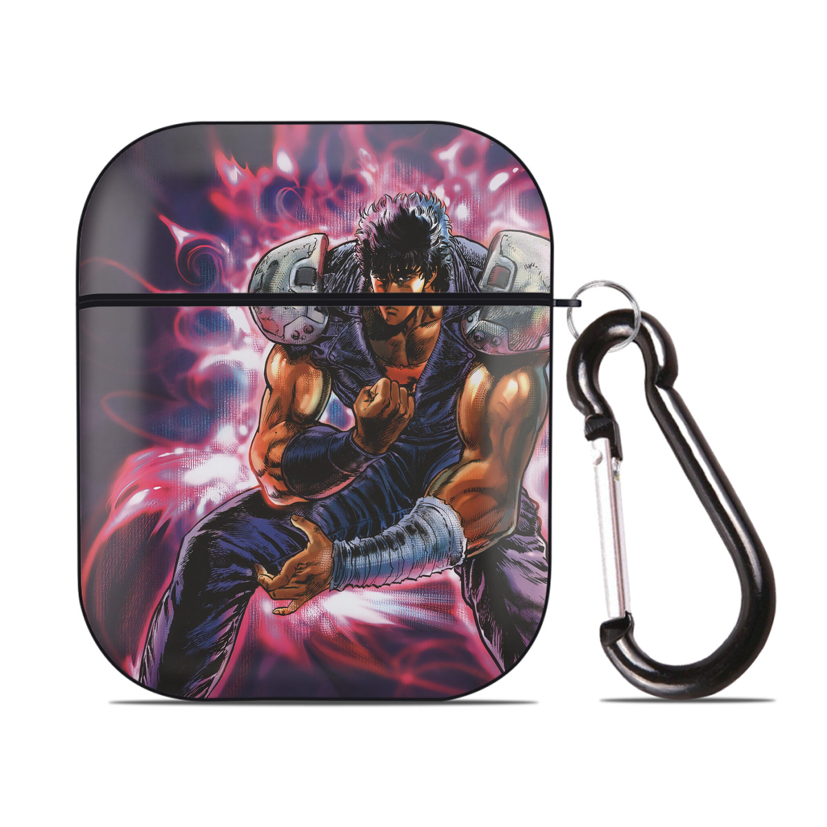 （画像用） 北斗の拳 Fist of the North Star AirPods 第2世代保護ケース ハードシェル ブラック 耐衝撃・防指紋・カラビナ付き