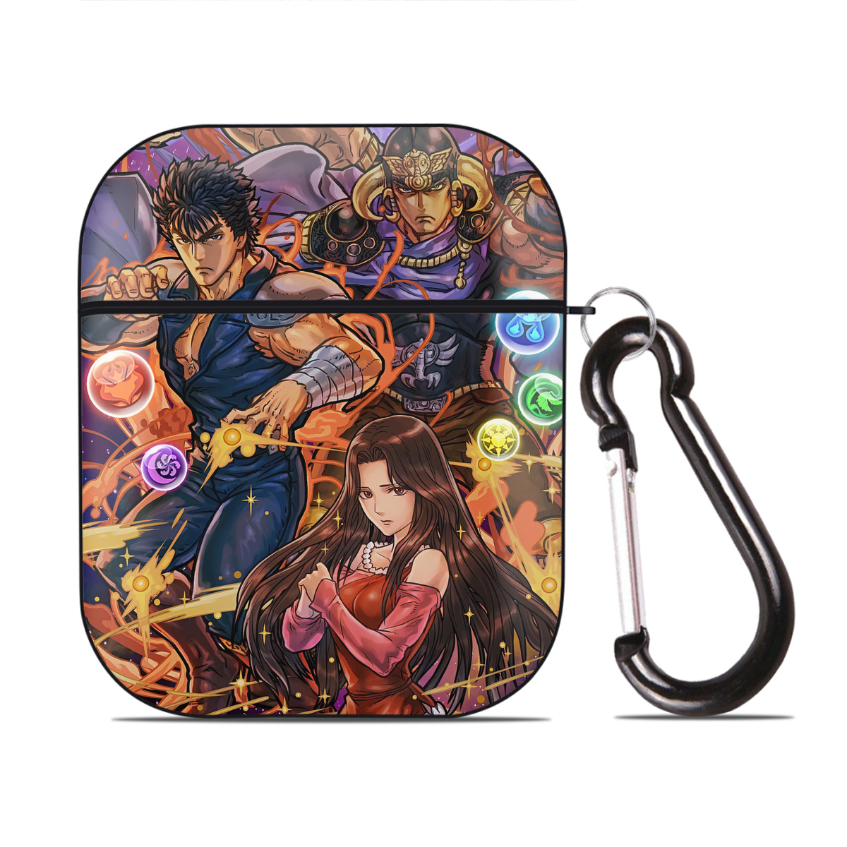 （画像用） 北斗の拳 Fist of the North Star AirPods 第2世代保護ケース ハードシェル ブラック 耐衝撃・防指紋・カラビナ付き