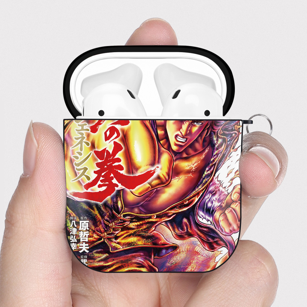 （画像用） 北斗の拳 Fist of the North Star AirPods 第2世代保護ケース ハードシェル ブラック 耐衝撃・防指紋・カラビナ付き