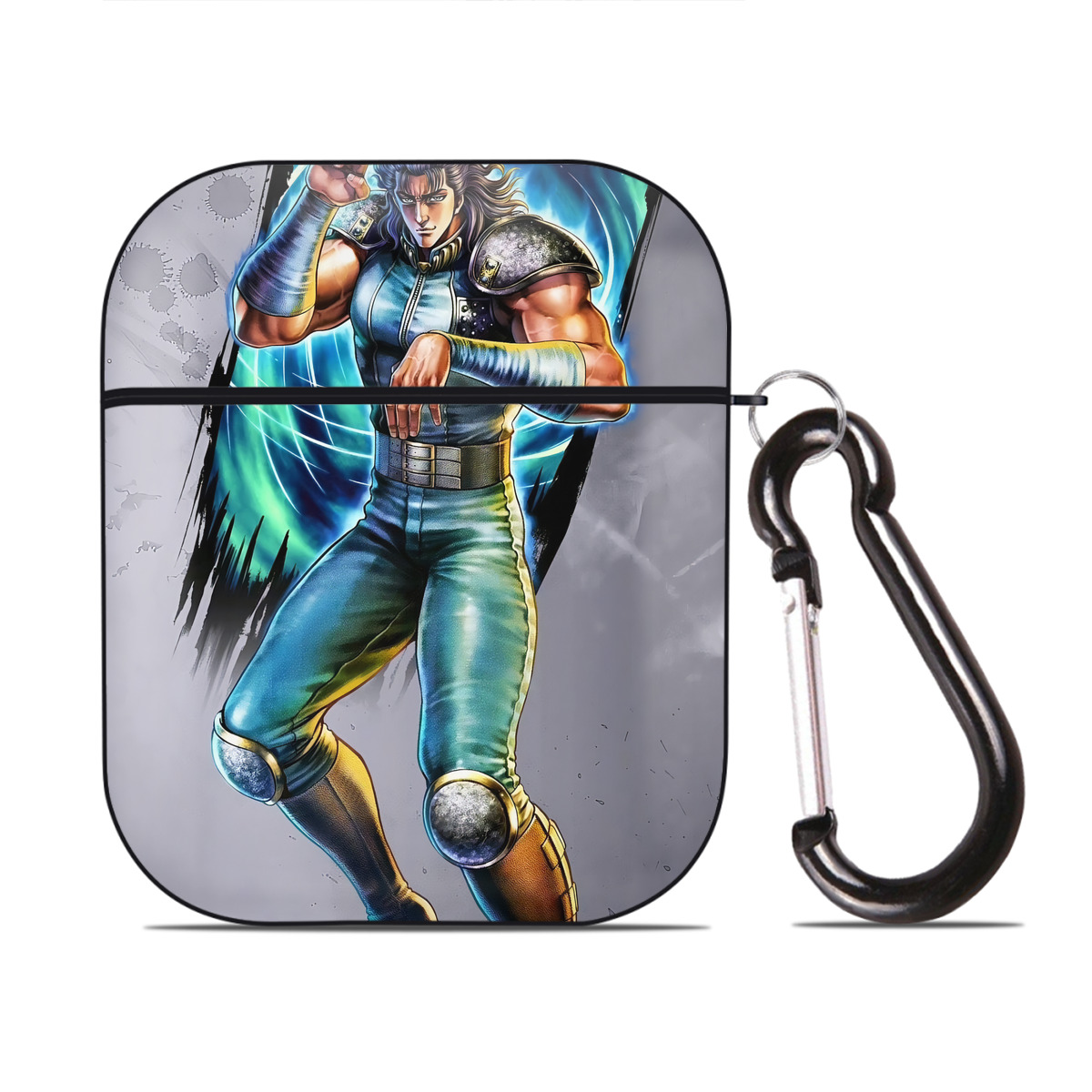 （画像用） 北斗の拳 Fist of the North Star AirPods 第2世代保護ケース ハードシェル ブラック 耐衝撃・防指紋・カラビナ付き