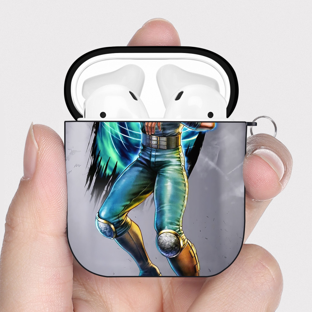 （画像用） 北斗の拳 Fist of the North Star AirPods 第2世代保護ケース ハードシェル ブラック 耐衝撃・防指紋・カラビナ付き