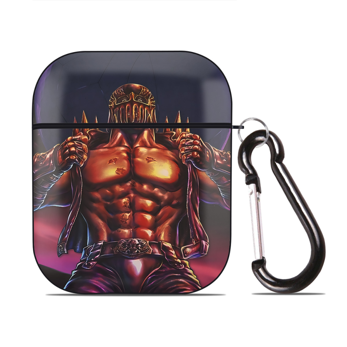 （画像用） 北斗の拳 Fist of the North Star AirPods 第2世代保護ケース ハードシェル ブラック 耐衝撃・防指紋・カラビナ付き