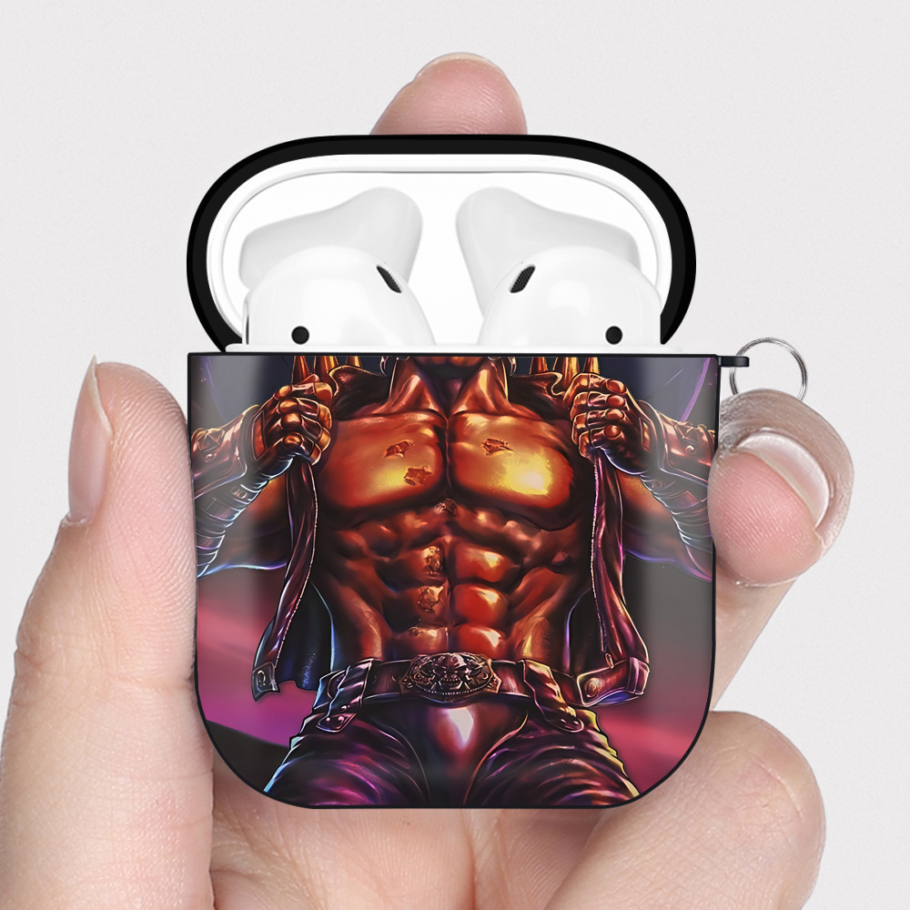 （画像用） 北斗の拳 Fist of the North Star AirPods 第2世代保護ケース ハードシェル ブラック 耐衝撃・防指紋・カラビナ付き