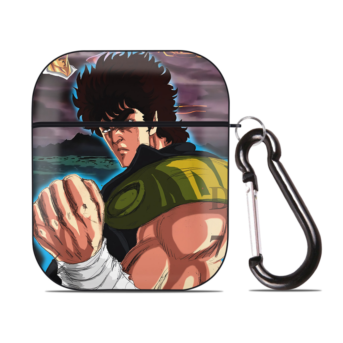（画像用） 北斗の拳 Fist of the North Star AirPods 第2世代保護ケース ハードシェル ブラック 耐衝撃・防指紋・カラビナ付き