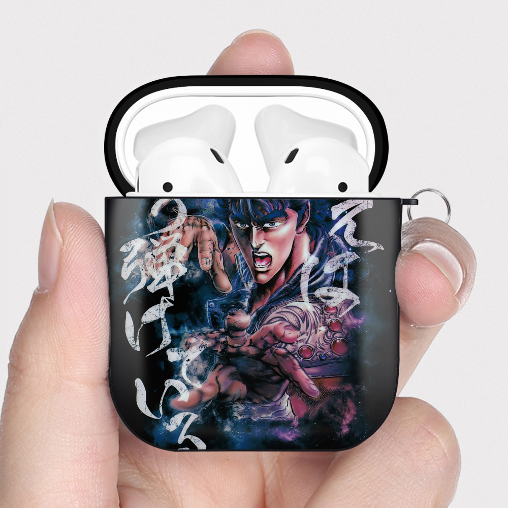 （画像用） 北斗の拳 Fist of the North Star AirPods 第2世代保護ケース ハードシェル ブラック 耐衝撃・防指紋・カラビナ付き