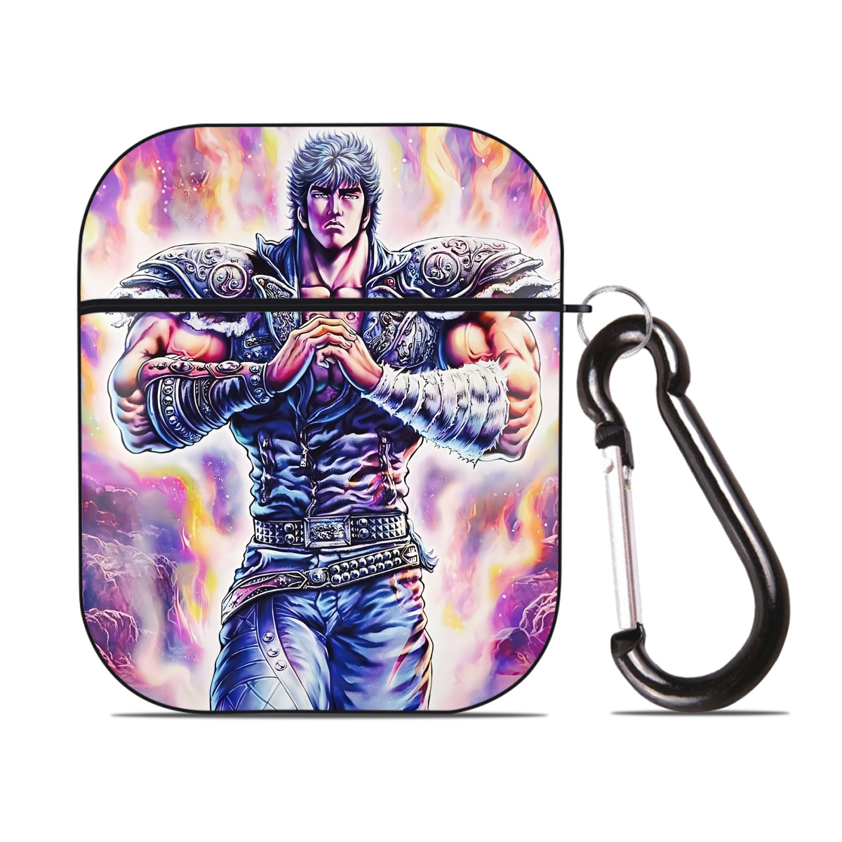 （画像用） 北斗の拳 Fist of the North Star AirPods 第2世代保護ケース ハードシェル ブラック 耐衝撃・防指紋・カラビナ付き