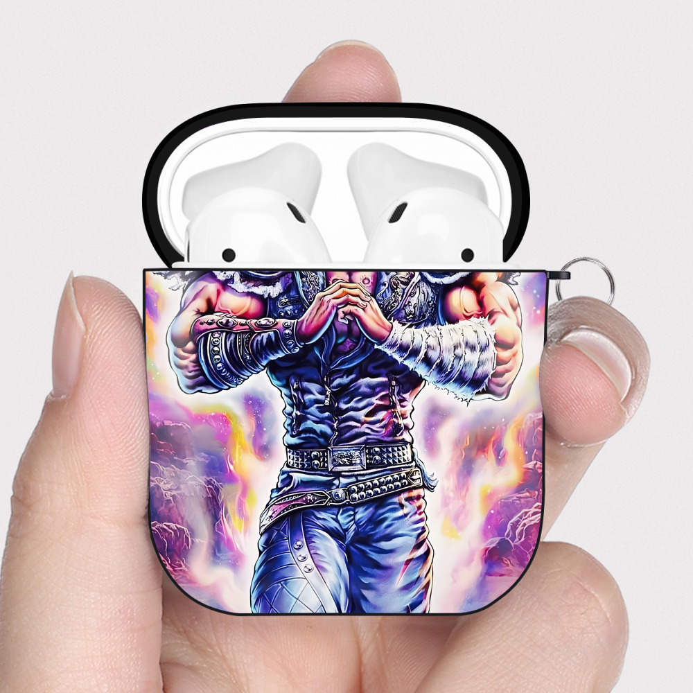 （画像用） 北斗の拳 Fist of the North Star AirPods 第2世代保護ケース ハードシェル ブラック 耐衝撃・防指紋・カラビナ付き