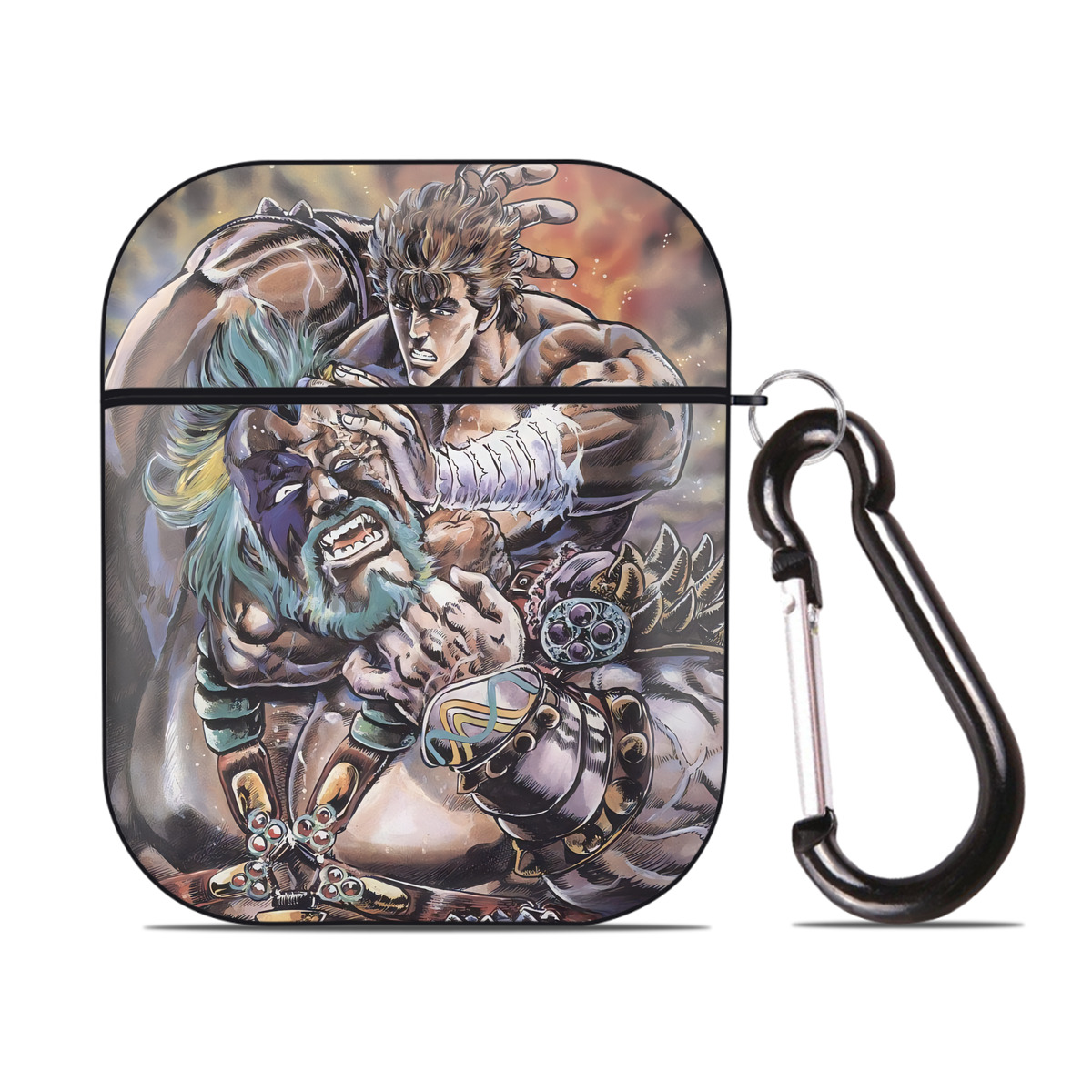 （画像用） 北斗の拳 Fist of the North Star AirPods 第2世代保護ケース ハードシェル ブラック 耐衝撃・防指紋・カラビナ付き