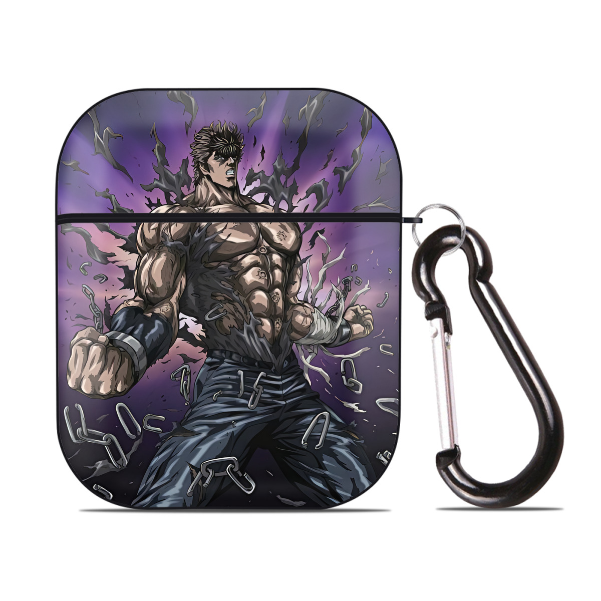 （画像用） 北斗の拳 Fist of the North Star AirPods 第2世代保護ケース ハードシェル ブラック 耐衝撃・防指紋・カラビナ付き