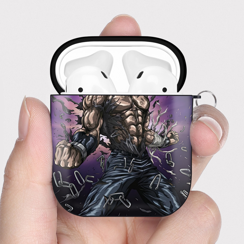 （画像用） 北斗の拳 Fist of the North Star AirPods 第2世代保護ケース ハードシェル ブラック 耐衝撃・防指紋・カラビナ付き