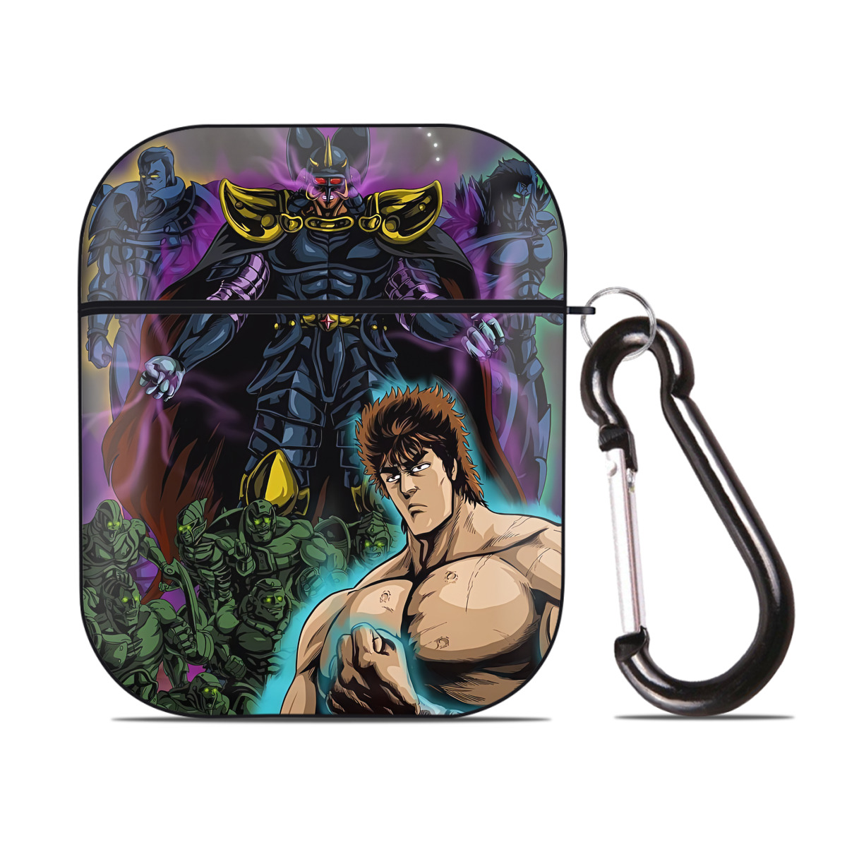 （画像用） 北斗の拳 Fist of the North Star AirPods 第2世代保護ケース ハードシェル ブラック 耐衝撃・防指紋・カラビナ付き