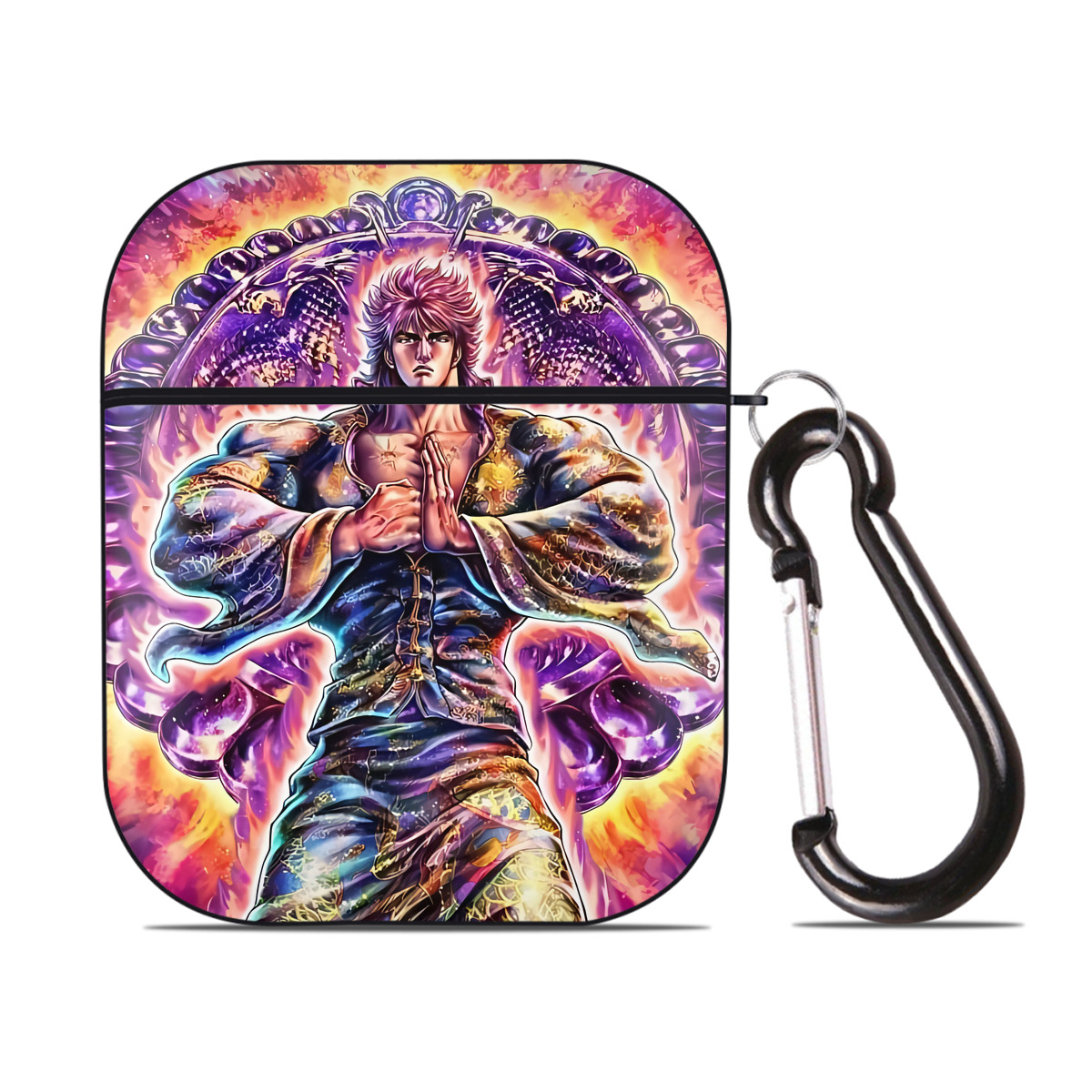（画像用） 北斗の拳 Fist of the North Star AirPods 第2世代保護ケース ハードシェル ブラック 耐衝撃・防指紋・カラビナ付き