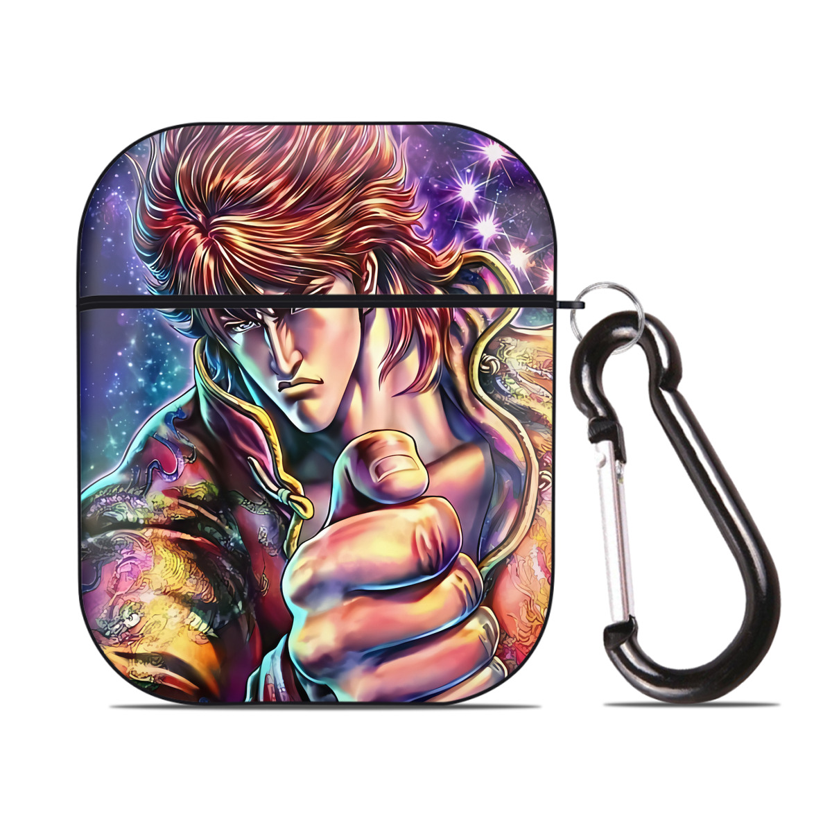 （画像用） 北斗の拳 Fist of the North Star AirPods 第2世代保護ケース ハードシェル ブラック 耐衝撃・防指紋・カラビナ付き