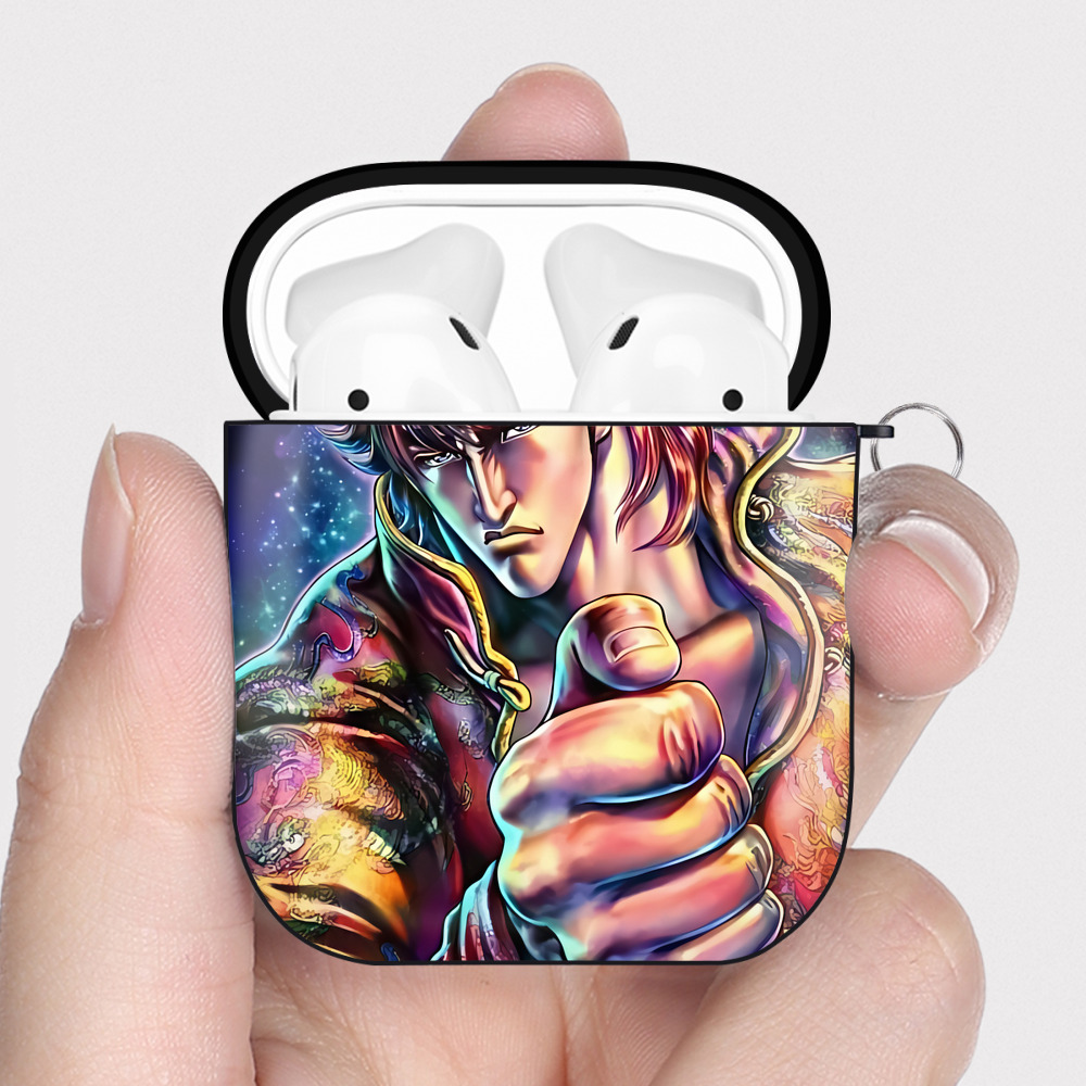 （画像用） 北斗の拳 Fist of the North Star AirPods 第2世代保護ケース ハードシェル ブラック 耐衝撃・防指紋・カラビナ付き