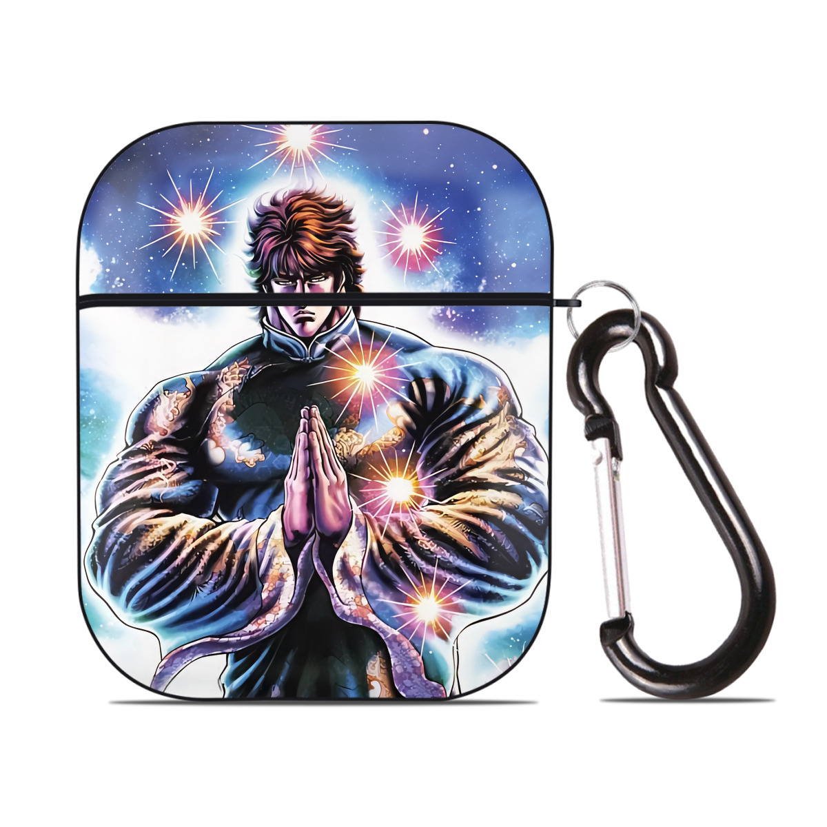 （画像用） 北斗の拳 Fist of the North Star AirPods 第2世代保護ケース ハードシェル ブラック 耐衝撃・防指紋・カラビナ付き