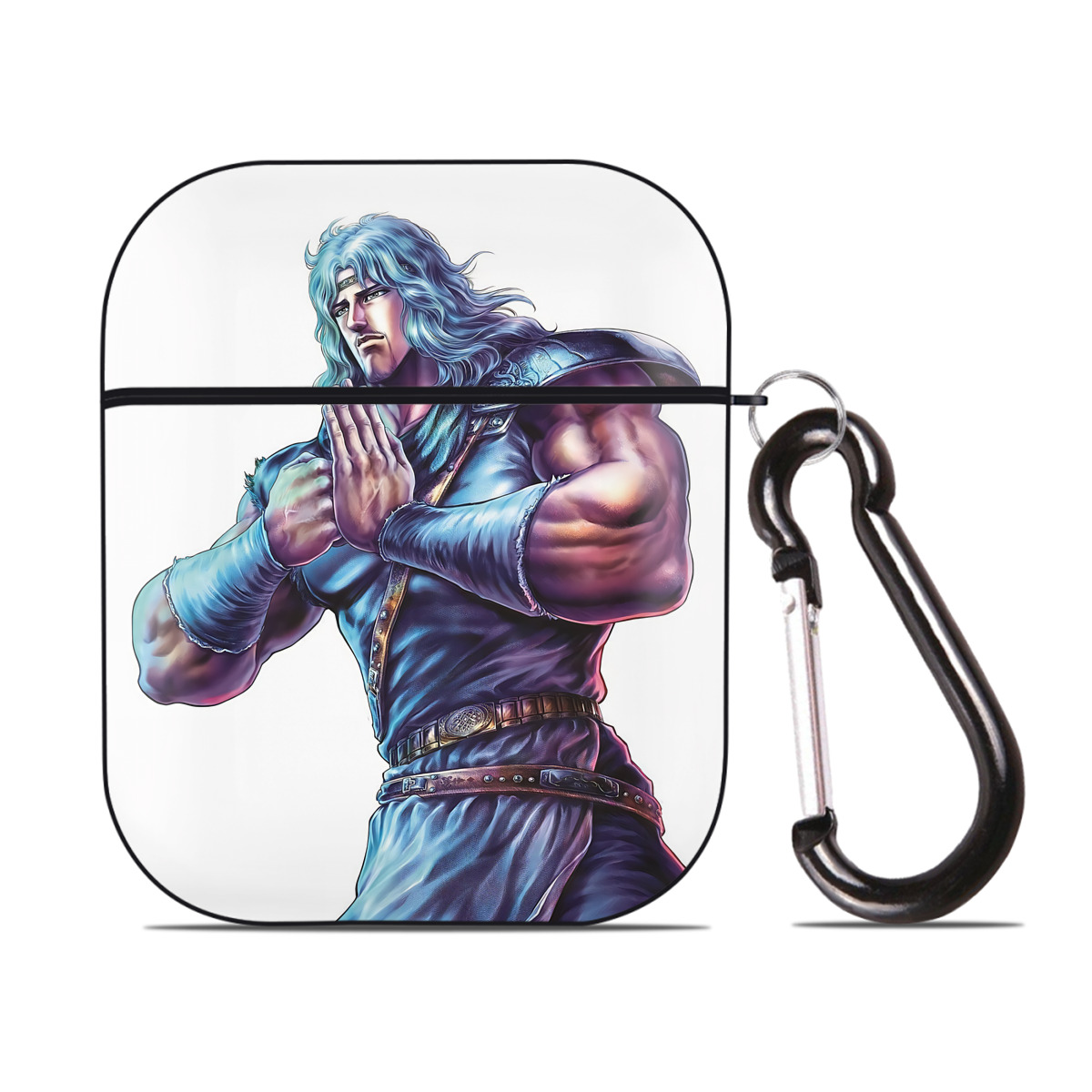 （画像用） 北斗の拳 Fist of the North Star AirPods 第2世代保護ケース ハードシェル ブラック 耐衝撃・防指紋・カラビナ付き