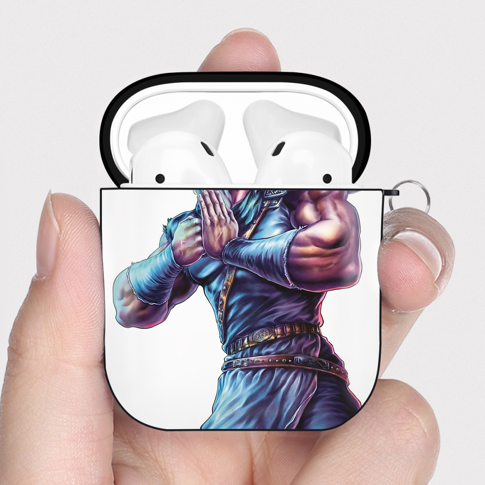 （画像用） 北斗の拳 Fist of the North Star AirPods 第2世代保護ケース ハードシェル ブラック 耐衝撃・防指紋・カラビナ付き