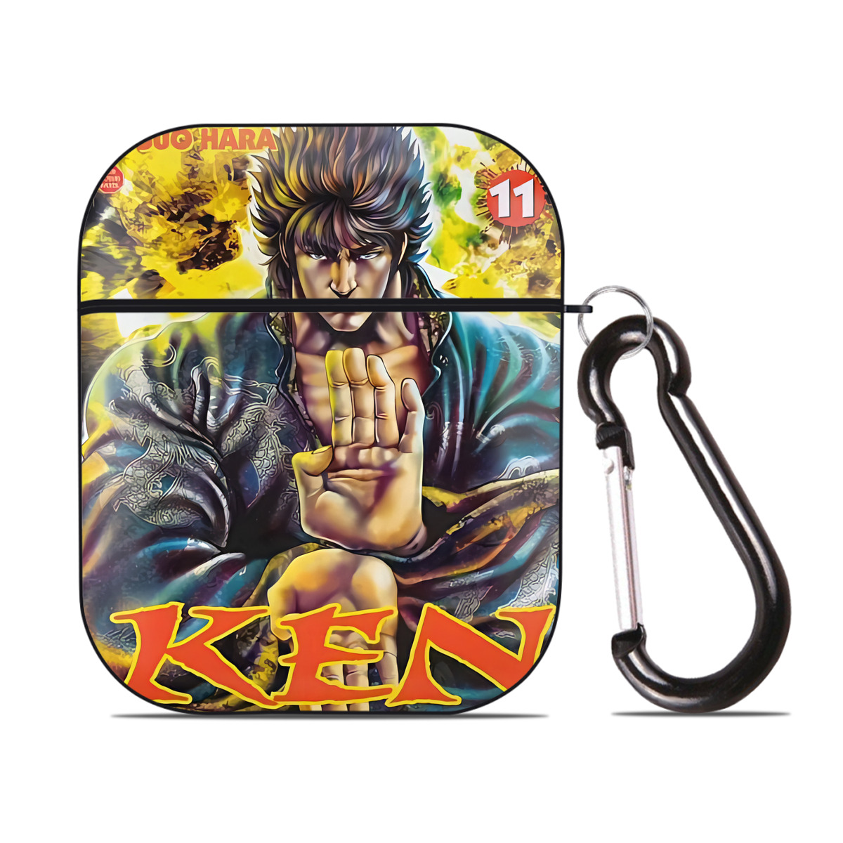 （画像用） 北斗の拳 Fist of the North Star AirPods 第2世代保護ケース ハードシェル ブラック 耐衝撃・防指紋・カラビナ付き
