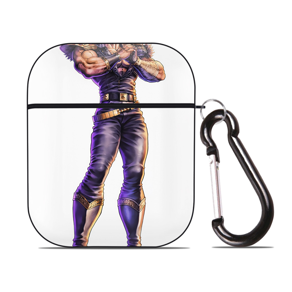 （画像用） 北斗の拳 Fist of the North Star AirPods 第2世代保護ケース ハードシェル ブラック 耐衝撃・防指紋・カラビナ付き