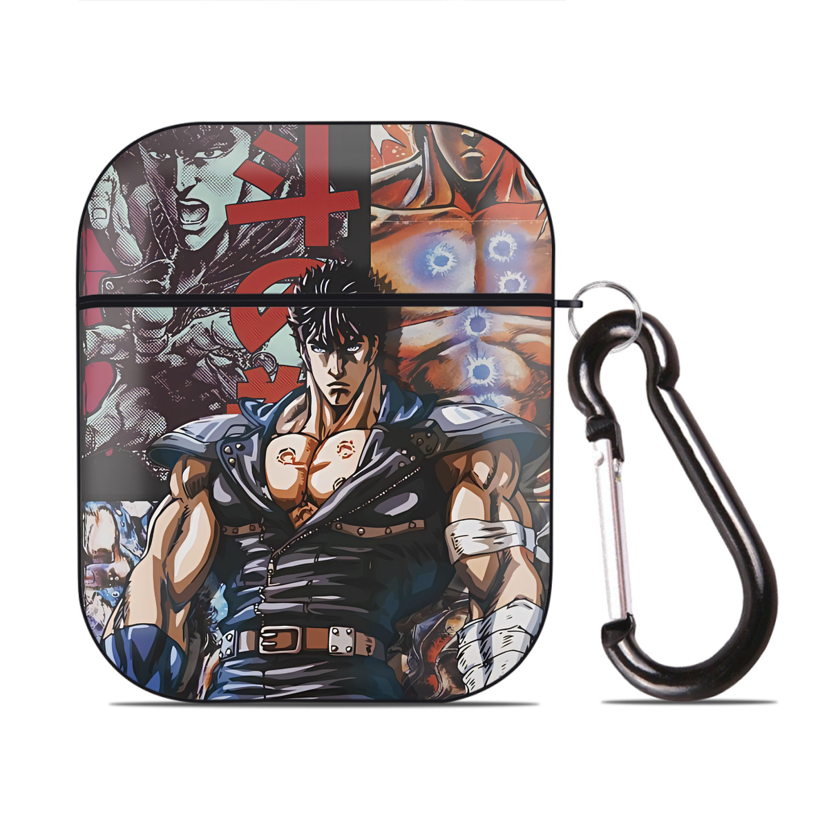 （画像用） 北斗の拳 Fist of the North Star AirPods 第2世代保護ケース ハードシェル ブラック 耐衝撃・防指紋・カラビナ付き