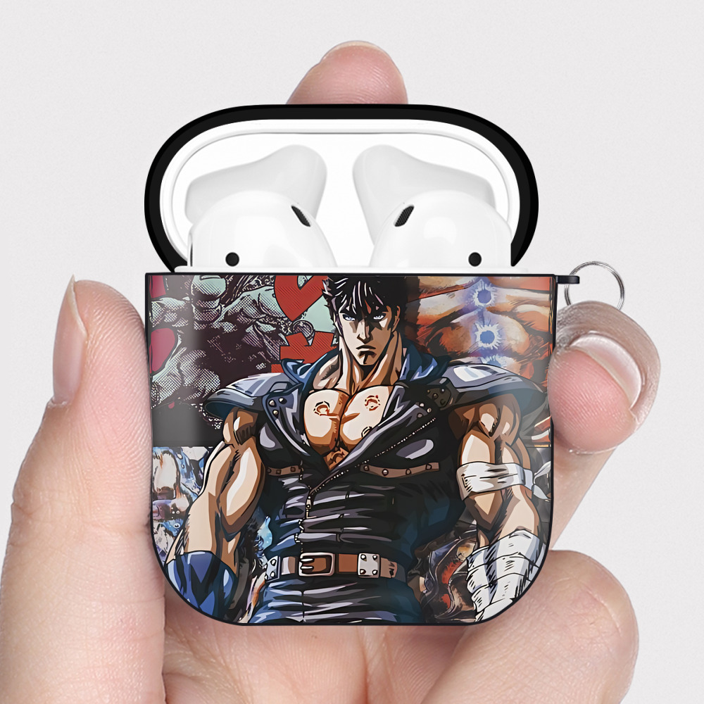 （画像用） 北斗の拳 Fist of the North Star AirPods 第2世代保護ケース ハードシェル ブラック 耐衝撃・防指紋・カラビナ付き