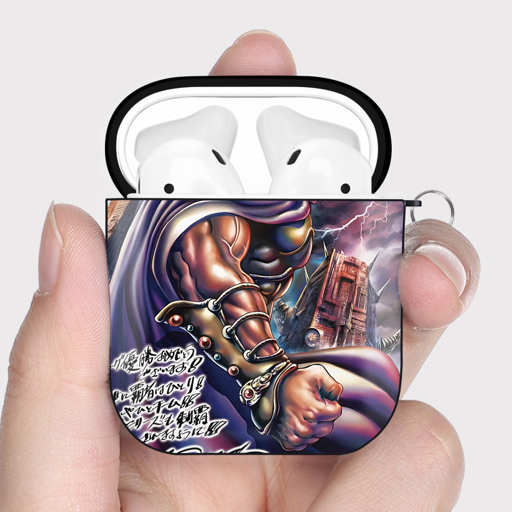 （画像用） 北斗の拳 Fist of the North Star AirPods 第2世代保護ケース ハードシェル ブラック 耐衝撃・防指紋・カラビナ付き