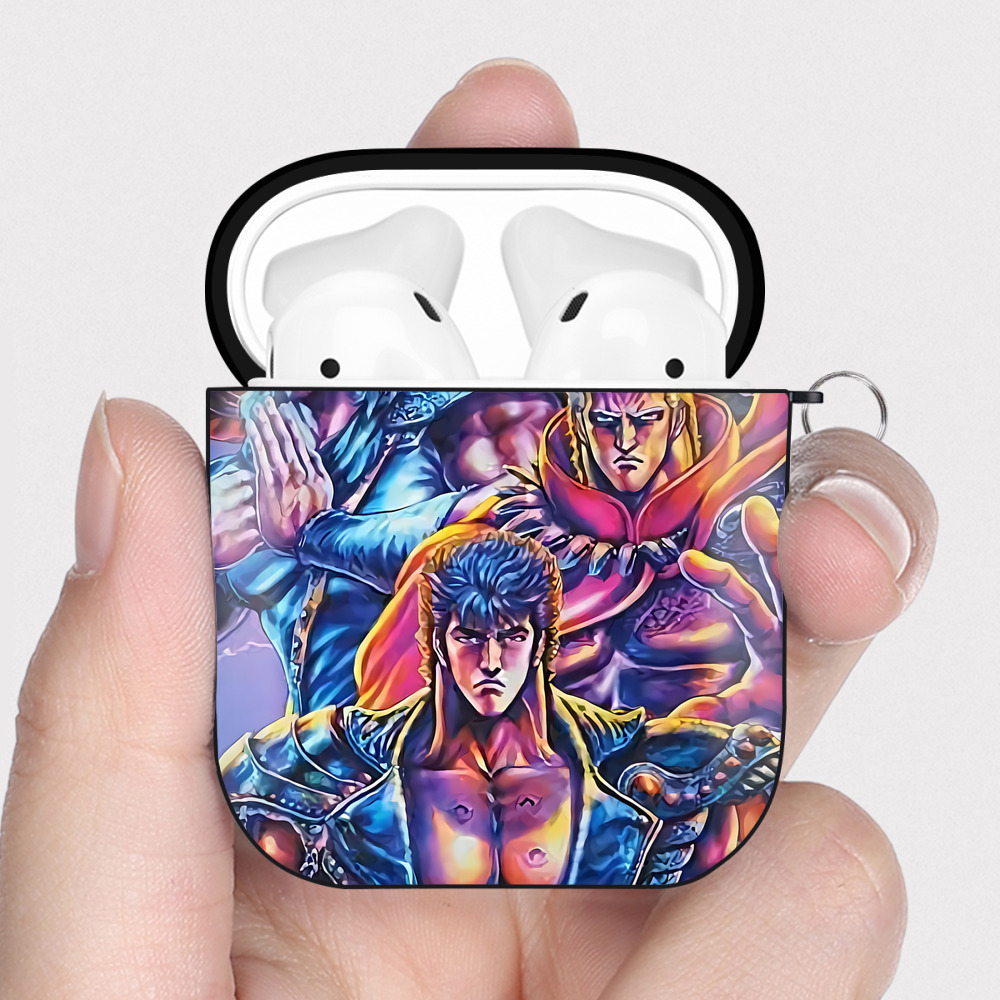 （画像用） 北斗の拳 Fist of the North Star AirPods 第2世代保護ケース ハードシェル ブラック 耐衝撃・防指紋・カラビナ付き
